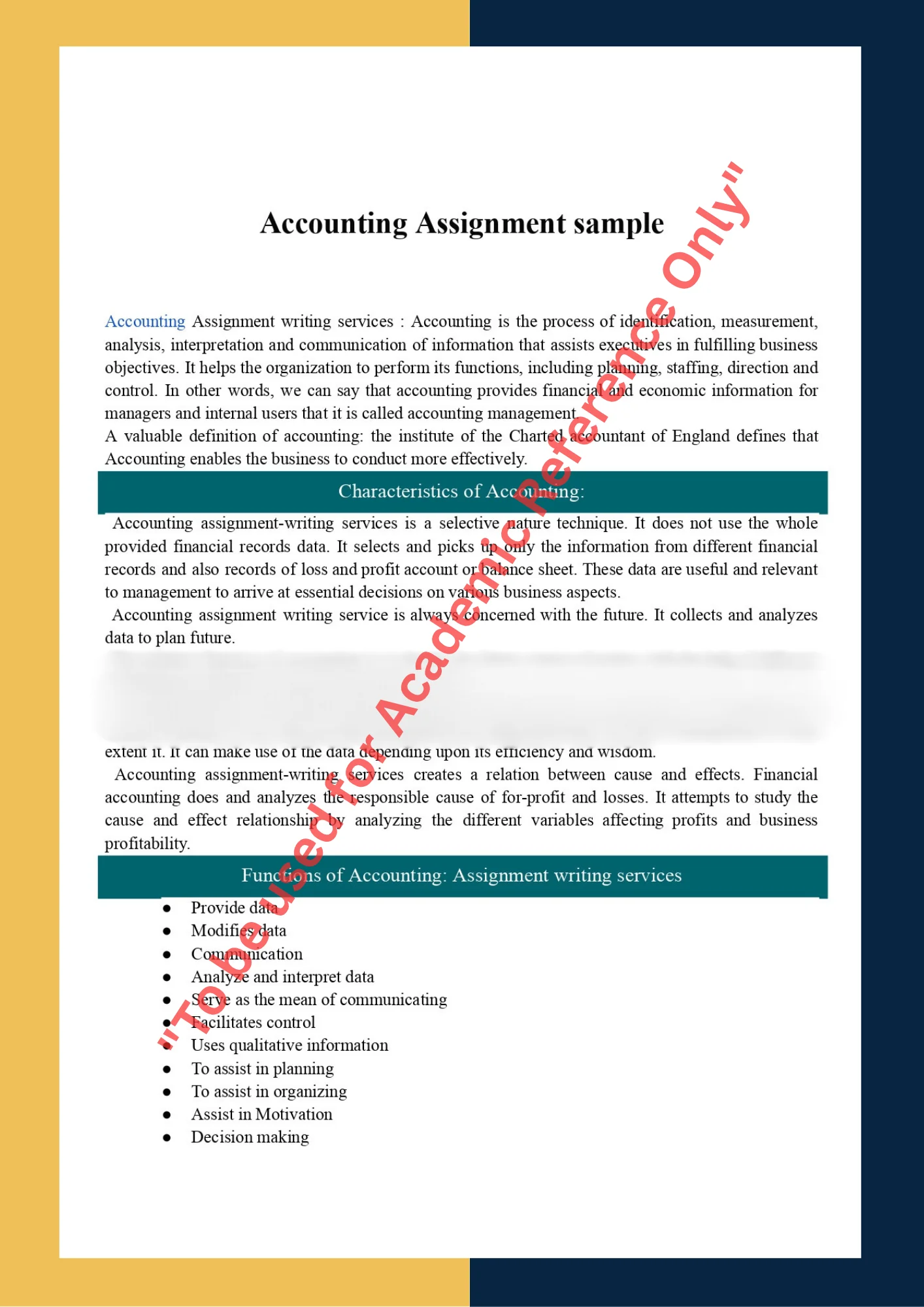 Accounting Assignment sample 0